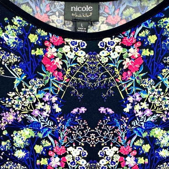 Nicole Miller Shift Sleeveless Midi Floral Dress L - Picture 6 of 9